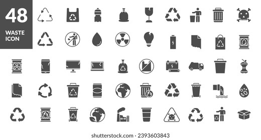 set of waste icon black color vector design