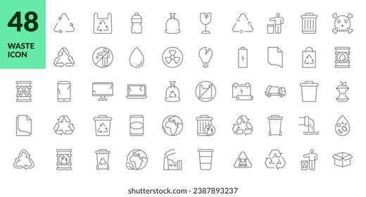 conjunto de residuos, icono de línea de reciclaje, diseño puede utilizarse para la información de productos o el embalaje de impresión
