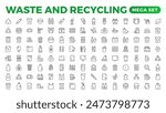 Set of Waste and Recycling line icons. Garbage, Trash, separation, and waste recycling Linear icon collection.
