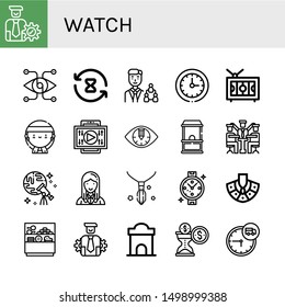 Set Of Watch Icons Such As Manager, Vision, Processing Time, Circular Clock, Television, Gangsta, Video, Eye, Ticket Office, Discovery, Necklace, Watch, Counter, Management , Watch