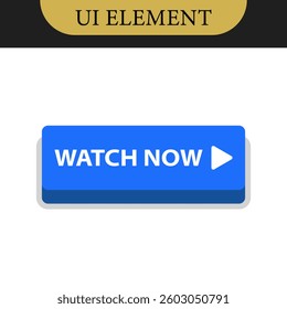 Set of Watch now buttons.Play video buttons in flat style.Watch video.Play now.Web media.Vector.Online translation. Set of vector modern trendy flat buttons for website. UI element.Vector illustration