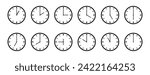 Set of watches with different times. Clock template isolated.