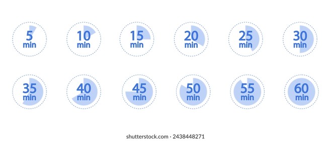 Set of watches with different times. Clock template isolated.
