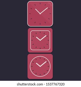 Set of watches in flat design isolated on black background. Vector illustration EPS 10