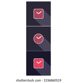 Set of watches in flat design with long shadow isolated on black background. Vector illustration EPS 10