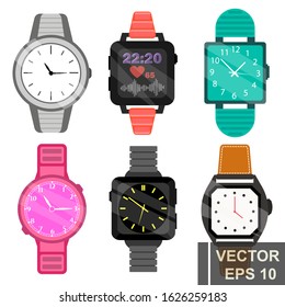 set of watches in flat style. For your design. modern. Smart watch.
