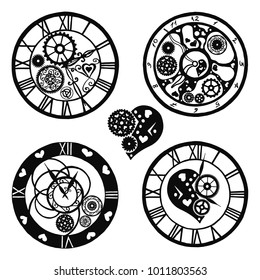 Set of Watches in the Victorian style, hand drawn. Vector illustration