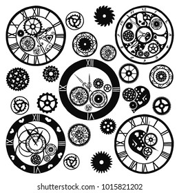 Set of Watches in the Victorian style, hand drawn. Vector illustration