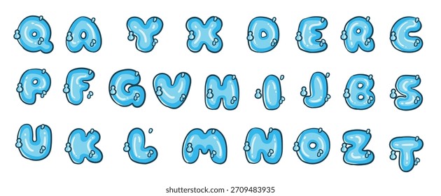 Conjunto de Ilustración vectorial de alfabeto de agua