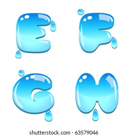 A set of water bead font type, letter E to H