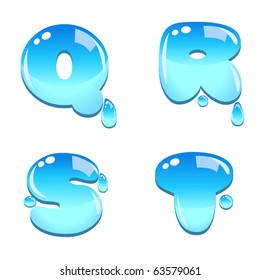 A set of water bead font type, letter Q to T