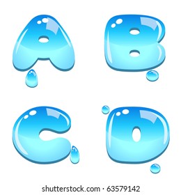 A set of water bead font type, letter A to D
