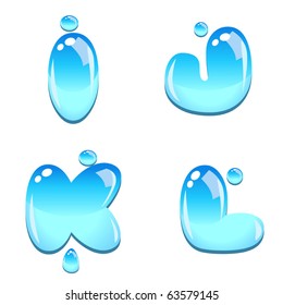 A set of water bead font type, letter I to L