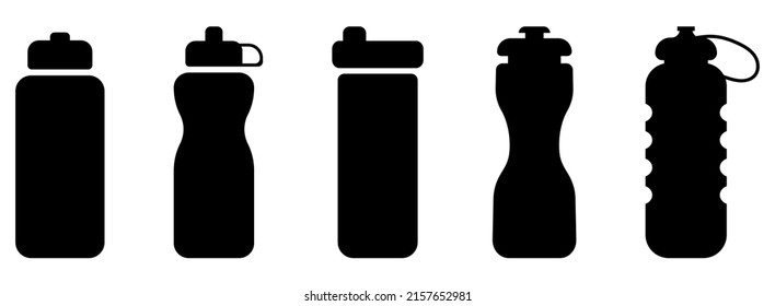 Set of water bottle icons. Vector illustration isolated on white background