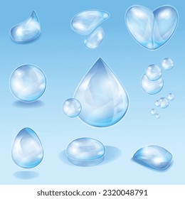 Set of water bubbles on isolated background. Air bubbles