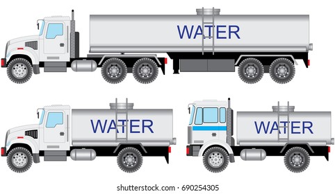 Set of water carriers with on a white background. Delivery of water for consumers