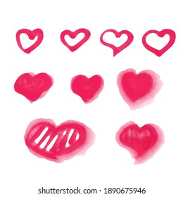 Set is water color of heart. Vector illustration