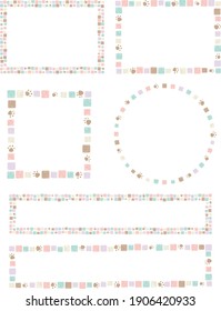 set of water color square pattern and paw print frame  mosaic tiles