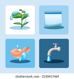 set of water day celebration