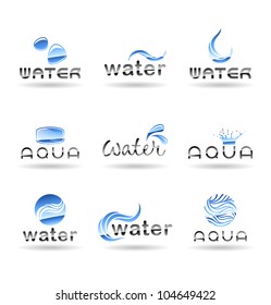 Set of water design elements. Water icon. Set 3.