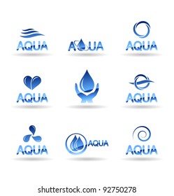 Set of water design elements. Water icon (aqua).