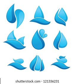 Set of water design elements, signs and icons