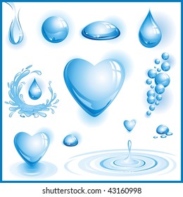 Set of water design elements. Vector illustration.