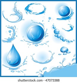 Set of water design elements. (vector illustration)