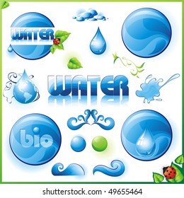 Set of water design elements. (vector illustration)