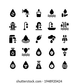 Set of water drip use glyph style icon and illustration - vector