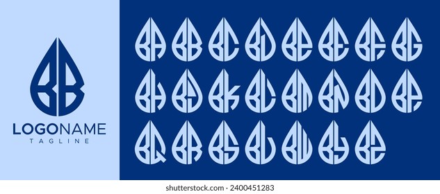 Set of water drop B BB letter logo design