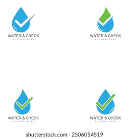Conjunto de Web de Plantilla de diseño de Ilustración vectorial de icono de marca de verificación de gota de agua