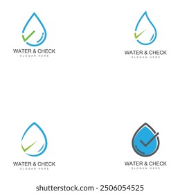 Conjunto de Web de Plantilla de diseño de Ilustración vectorial de icono de marca de verificación de gota de agua