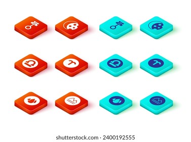 Set Water drop, Earth element, Libra zodiac, Aries, Eclipse of the sun and Old magic key icon. Vector