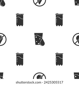 Set Water drop forbidden, Glass with water and filter cartridge on seamless pattern. Vector
