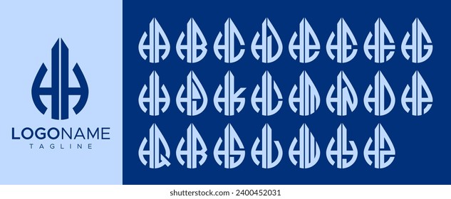 Set Wassertropfen H-Buchstaben Logo-Design