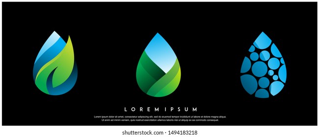 set of water drop icon design vector template collections. geometric , modern logo