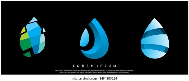 set of water drop icon design vector template collections. geometric , modern logo