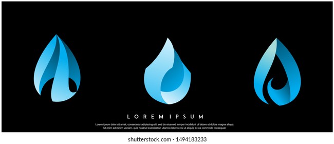 set of water drop icon design vector template collections. geometric , modern logo