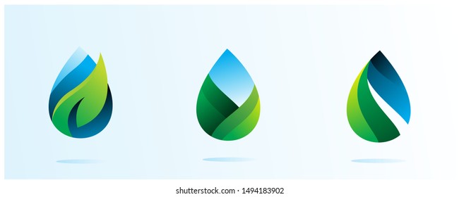 set of water drop icon design vector template collections. geometric , modern logo