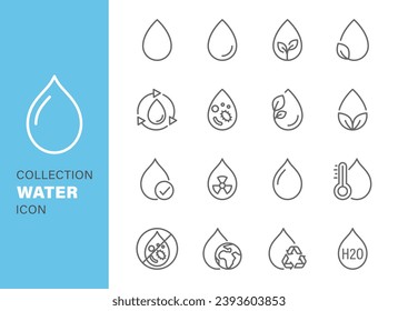 conjunto de iconos de gota de agua, diseño vectorial de icono de agua verde