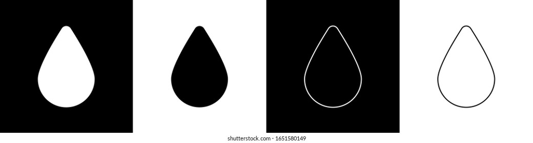 Ajuste el icono de colocación de agua aislado en fondo blanco y negro.  Ilustración vectorial