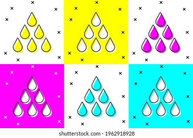 Establecer el icono de caída de agua aislado en el fondo del color.  Vector