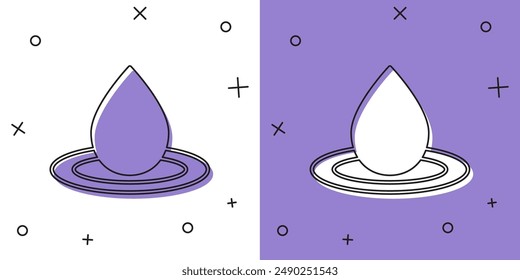Establecer icono de gota de agua aislado sobre fondo blanco y púrpura.  Vector