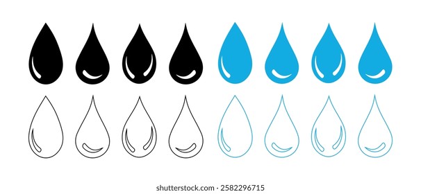 Set Water Drop Icons - Multi Series. Blood drops icon. Water drop Icon Flat Graphic Design. vector illustration.