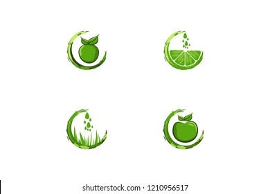 Set of water drop juice logo Designs Inspiration Isolated on White Background