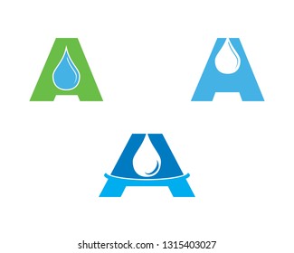 Set of Water Drop Letter A Initial Logo Template