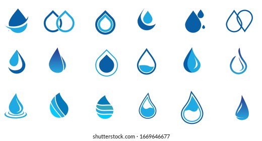 Set of Water drop logo design with modern concept. Oil icon vector illustration