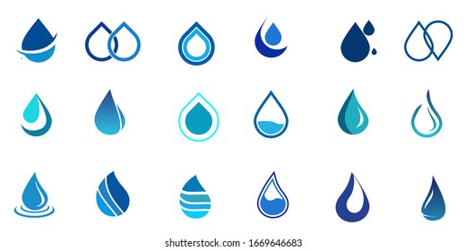 Set of Water drop logo design with modern concept. Oil icon vector illustration