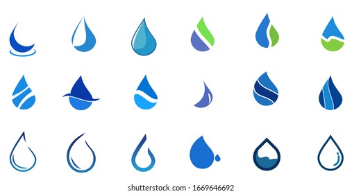 Set of Water drop logo design with modern concept. Oil icon vector illustration